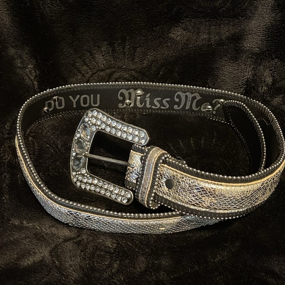 NWT Miss Me Silver Snakeskin Print Belt - Picture 5 of 11